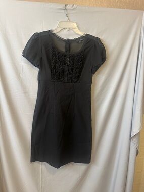 zinc Black Ruffled Short Sleeve Mini Dress
